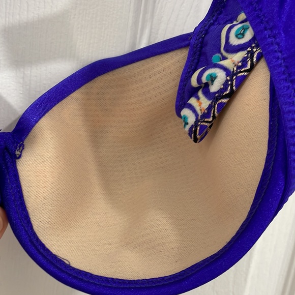 Deep blue purple vintage two piece bikini top and bottom 36B size large bottom - Picture 7 of 14